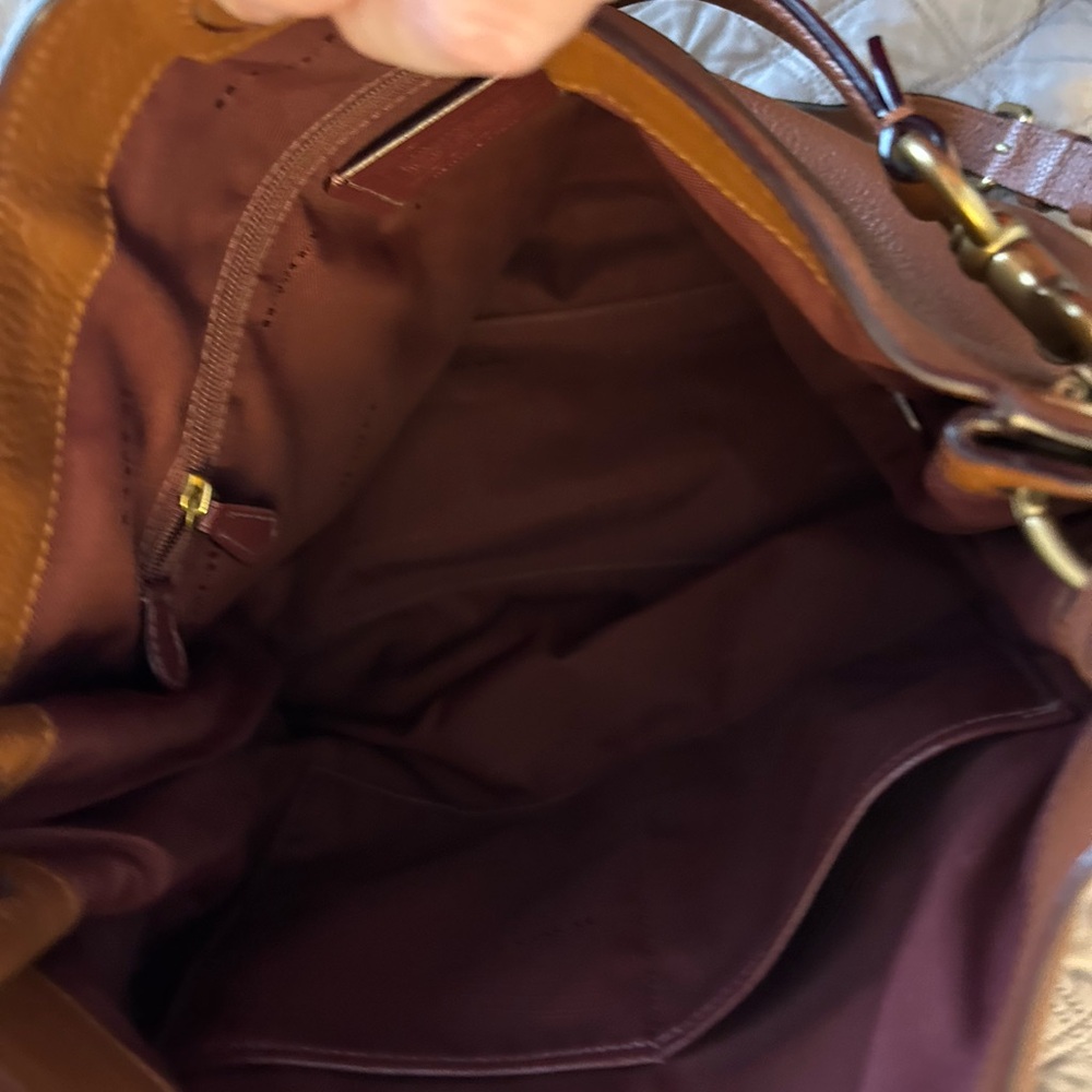 Coach Brown Leather Shoulder Bag with Gold Accents - Picture 7 of 7